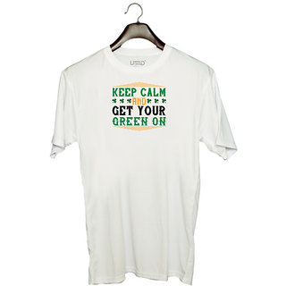                       UDNAG Unisex Round Neck Graphic 'Keep Calm | keep calm and get your green on' Polyester T-Shirt White                                              