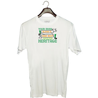                       UDNAG Unisex Round Neck Graphic 'Irish | your irish blood is your most priceless heritage' Polyester T-Shirt White                                              