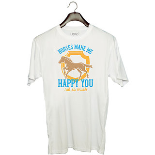                       UDNAG Unisex Round Neck Graphic 'Horse | horses make me happy you, not so much' Polyester T-Shirt White                                              