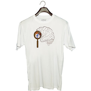                       UDNAG Unisex Round Neck Graphic '| Brain' Polyester T-Shirt White                                              