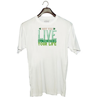                       UDNAG Unisex Round Neck Graphic 'Grand Mother | may you Live all the days of your life' Polyester T-Shirt White                                              