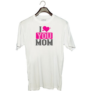                       UDNAG Unisex Round Neck Graphic 'Mother | i love your mom' Polyester T-Shirt White                                              