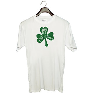                       UDNAG Unisex Round Neck Graphic 'Irish | love me im irish' Polyester T-Shirt White                                              