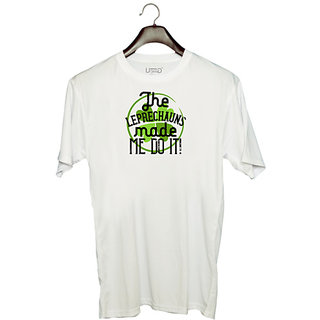                       UDNAG Unisex Round Neck Graphic 'Irish | The leprechauns made me do it!' Polyester T-Shirt White                                              