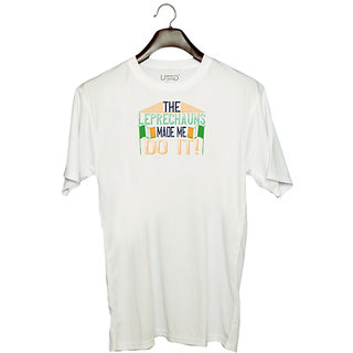                      UDNAG Unisex Round Neck Graphic '| the leprechauns made me do it' Polyester T-Shirt White                                              