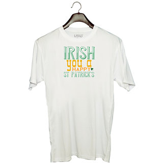                       UDNAG Unisex Round Neck Graphic 'Irish | irish you a happy st patricks' Polyester T-Shirt White                                              
