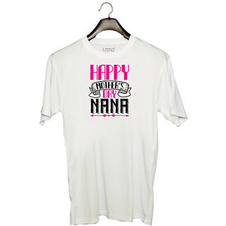                       UDNAG Unisex Round Neck Graphic 'Grand Father | HAPPY mothers day nana' Polyester T-Shirt White                                              