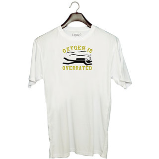                       UDNAG Unisex Round Neck Graphic 'Swimming | Oxygen is overrated' Polyester T-Shirt White                                              