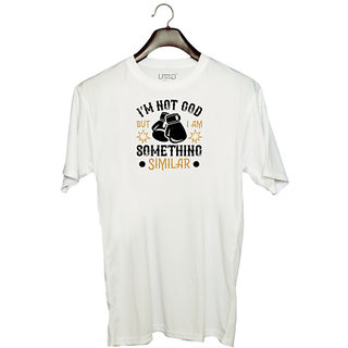                       UDNAG Unisex Round Neck Graphic 'Boxing | Im not , but I am something similar' Polyester T-Shirt White                                              