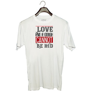                       UDNAG Unisex Round Neck Graphic 'Love | love and a cough cannat be hid' Polyester T-Shirt White                                              