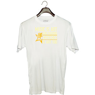                      UDNAG Unisex Round Neck Graphic 'Music | Music is art, and making watches is art, too' Polyester T-Shirt White                                              