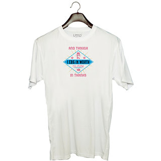                       UDNAG Unisex Round Neck Graphic 'Thanks Giving | And though I ebb in worth, Ill flow in thanks' Polyester T-Shirt White                                              