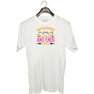                       UDNAG Unisex Round Neck Graphic 'Mother | Motherhood All love begins and ends there' Polyester T-Shirt White                                              