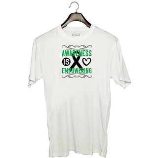                       UDNAG Unisex Round Neck Graphic 'Awareness | Awareness is empowering' Polyester T-Shirt White                                              