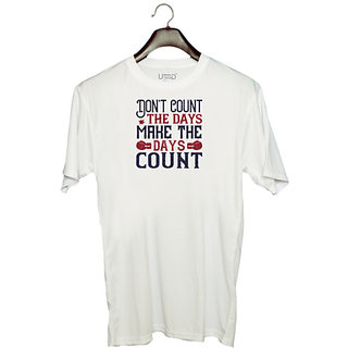                       UDNAG Unisex Round Neck Graphic 'Boxing | Dont count the days, make the days count' Polyester T-Shirt White                                              
