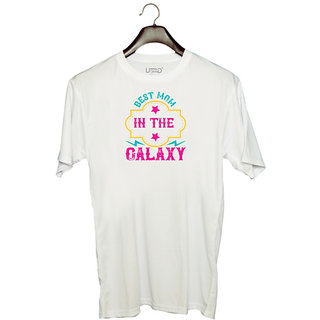                       UDNAG Unisex Round Neck Graphic 'Mother | best mom in the galaxy' Polyester T-Shirt White                                              