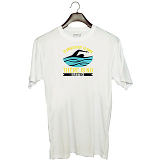                       UDNAG Unisex Round Neck Graphic 'Swimming | To swim or not to swim there is no outside' Polyester T-Shirt White                                              
