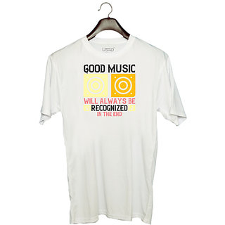                       UDNAG Unisex Round Neck Graphic 'Music | Good music will always be recognized in the end' Polyester T-Shirt White                                              