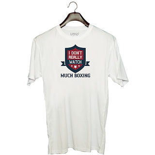                       UDNAG Unisex Round Neck Graphic 'Boxing | I don't really watch much boxing' Polyester T-Shirt White                                              