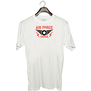 UDNAG Unisex Round Neck Graphic 'Mother | air force mom' Polyester T-Shirt White