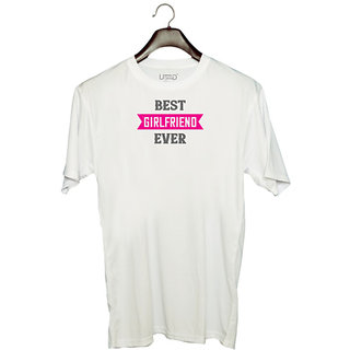                       UDNAG Unisex Round Neck Graphic 'Girlfriend | best girlfriend ever' Polyester T-Shirt White                                              