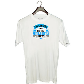                       UDNAG Unisex Round Neck Graphic 'Grand Father | Grandfathers are just' Polyester T-Shirt White                                              