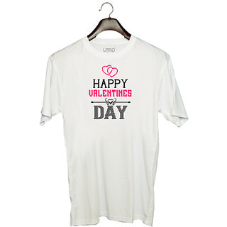                       UDNAG Unisex Round Neck Graphic 'Valentines Day | happy valentine day' Polyester T-Shirt White                                              