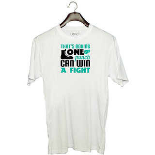                       UDNAG Unisex Round Neck Graphic 'Boxing | That's boxing - one punch can win a fight' Polyester T-Shirt White                                              