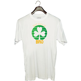                       UDNAG Unisex Round Neck Graphic 'Bro | Don't pinch me, bro' Polyester T-Shirt White                                              