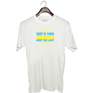                       UDNAG Unisex Round Neck Graphic '| Deep in their roots, all flowers keep the light' Polyester T-Shirt White                                              