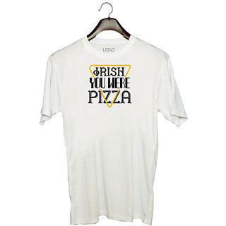                       UDNAG Unisex Round Neck Graphic 'Irish | Irish you were pizza' Polyester T-Shirt White                                              