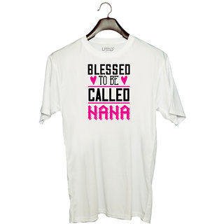                       UDNAG Unisex Round Neck Graphic 'Grand father | blessed to be called nana' Polyester T-Shirt White                                              