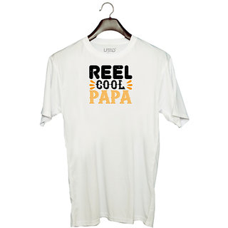 UDNAG Unisex Round Neck Graphic 'Father | reel cool papa' Polyester T-Shirt White