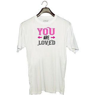                       UDNAG Unisex Round Neck Graphic 'Love | you are loved' Polyester T-Shirt White                                              