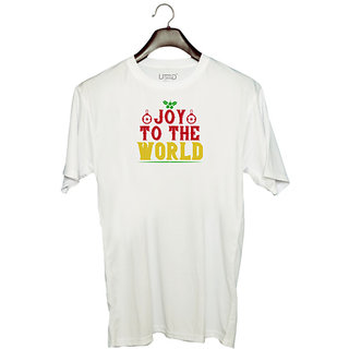                       UDNAG Unisex Round Neck Graphic 'Christmas | joy to the world' Polyester T-Shirt White                                              