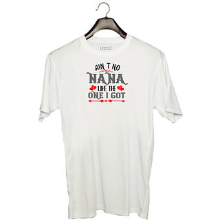                       UDNAG Unisex Round Neck Graphic 'Grand father | AINT NO NANA' Polyester T-Shirt White                                              