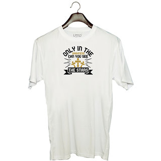                       UDNAG Unisex Round Neck Graphic 'Faith | Only in the darkness can you see the stars' Polyester T-Shirt White                                              