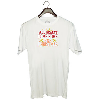                       UDNAG Unisex Round Neck Graphic 'Christmas | All hearts come home for Christmas copy' Polyester T-Shirt White                                              