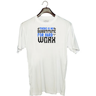                       UDNAG Unisex Round Neck Graphic 'Gym | 03.ther is no substitute for hard work' Polyester T-Shirt White                                              