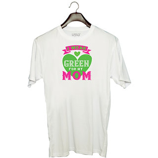                       UDNAG Unisex Round Neck Graphic 'Mother | i were green for my mom' Polyester T-Shirt White                                              