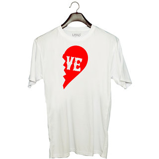                       UDNAG Unisex Round Neck Graphic 'Couple | love 2' Polyester T-Shirt White                                              