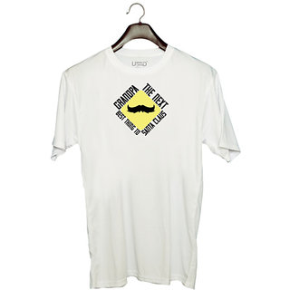                       UDNAG Unisex Round Neck Graphic 'Grand Father | Grandpa The next best thing to Santa Claus-2' Polyester T-Shirt White                                              