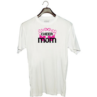                       UDNAG Unisex Round Neck Graphic 'Mother | cheer mom copy' Polyester T-Shirt White                                              