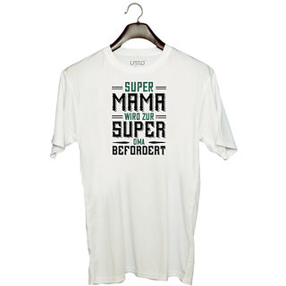                       UDNAG Unisex Round Neck Graphic 'Papa, Father | super mama wird zur' Polyester T-Shirt White                                              