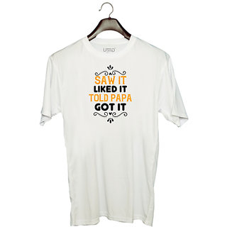                       UDNAG Unisex Round Neck Graphic 'Papa, Father | saw it like it told papa' Polyester T-Shirt White                                              