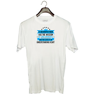                       UDNAG Unisex Round Neck Graphic 'Grand Father | A grandfather has the wisdom of long experience' Polyester T-Shirt White                                              