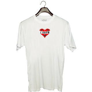                       UDNAG Unisex Round Neck Graphic 'Couple | Mrs. i know' Polyester T-Shirt White                                              