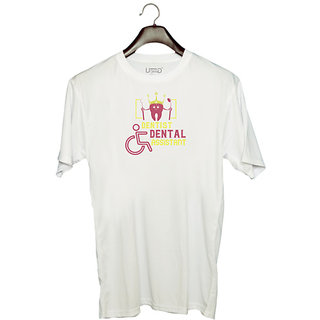                       UDNAG Unisex Round Neck Graphic 'Dentist | Dentist dental assistant' Polyester T-Shirt White                                              