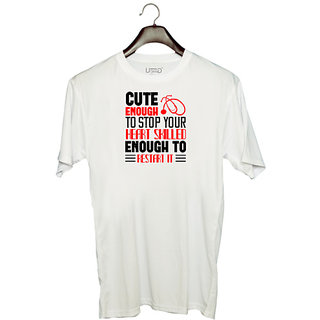                       UDNAG Unisex Round Neck Graphic 'Nurse | cute enough to stop your' Polyester T-Shirt White                                              