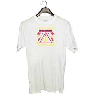                       UDNAG Unisex Round Neck Graphic 'Power | Power tends to get confused with repression' Polyester T-Shirt White                                              